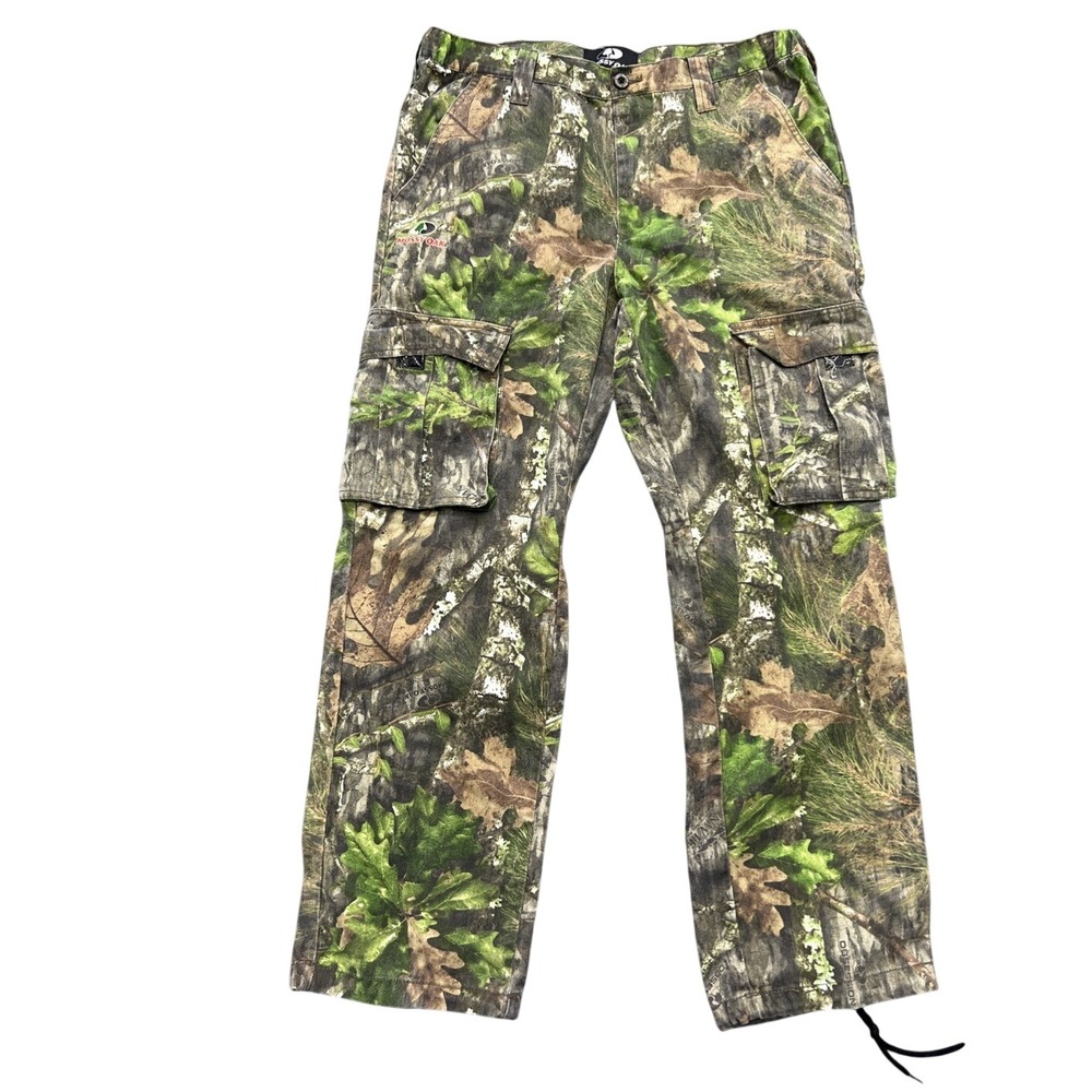 Mossy Oak Pants Mens 32-34 Camo Cargo Hunting Outdoor Drawstring Hem Blend